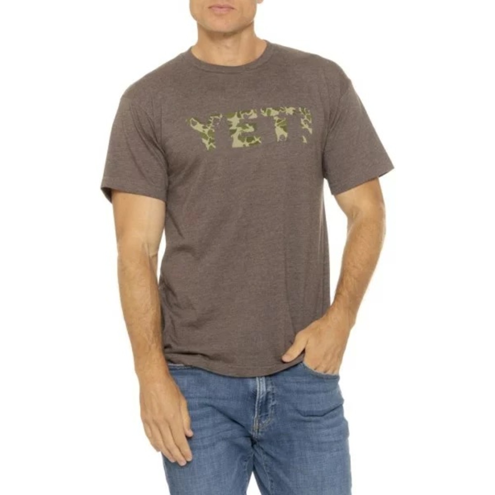 Yeti Camo Logo Tee in Vintage Brown Size Small Mountain Outdoor Hiking Gorpcore